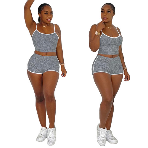 Sportswear Workout Sleeveless Crop Top+Shorts Set MN-9327
