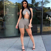 Cross Wrap Halter Crop Top and Shorts 2 Piece Sets WPH-0032