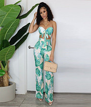 Classic Print Strapless Cut Out Wide Leg Jumpsuit NY-8987