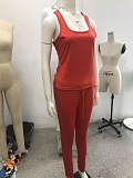 Fitness Solid Color Tank Top Sweatpants Two Piece Set HX-0272