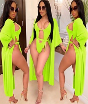 Sexy Solid Color Bikinis with Long Cloak BY-3378