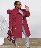 Women Casual Solid Color Double Breasted Long Trench Coat YD-8334