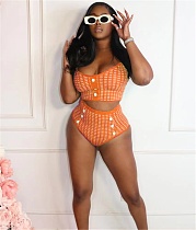 Plaid Camisole Crop Top 2 Piece Bikini Sets WM-22419
