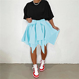 Solid Color Irregular High Waist Knee Length Skirts CH-8223