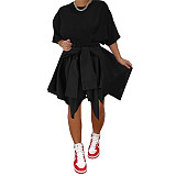 Solid Color Irregular High Waist Knee Length Skirts CH-8223