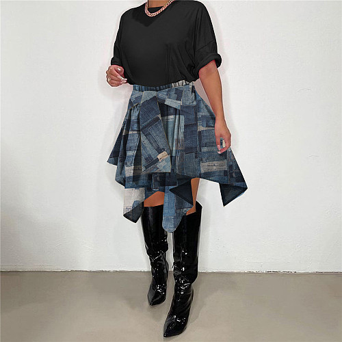 Irregular High Waist Lace Up Knee Length Skirts CYAO-81051