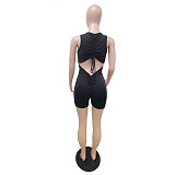 Hollow Out Folds Romper FDY-1036