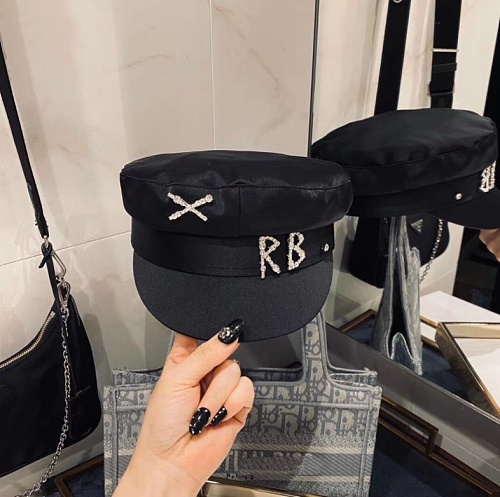 RB Rhinestone Peaked Cap Navy Cap