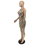 Spaghetti Strap Print Jumpsuit XSH-2010