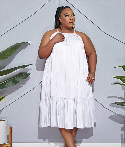 Solid Summer Casual Loose Plus Size Dresses BER-9001