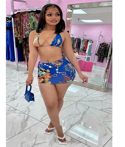 Printed Swimsuit Two Piece Set FOS-8068