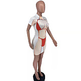 Bikini Body Print Short Sleeve T Shirt Dress CTH-9112