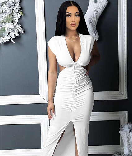 Cut Out Sleeveless Ruched Bodycon Party Dresses PINH-13289