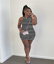 Striped Sleeveless Casual Slim Tank Mini Dress KSN-08012
