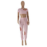 Workout Hole Hollow Out Crop Top and Pants Set SD-20506
