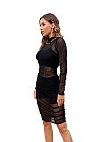 Mesh See Through Ruched Dresses 3 Piece Set MZ-2731