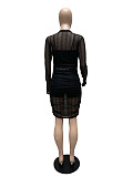 Mesh See Through Ruched Dresses 3 Piece Set MZ-2731