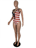 American Flag Print High Cut One Piece Swimsuit ML-7222