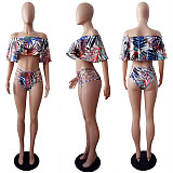 Beach Print Bikini Cover Up 4 Piece Matching Sets LSL-6085