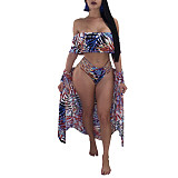 Beach Print Bikini Cover Up 4 Piece Matching Sets LSL-6085