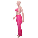 Bikini Cover Up Mesh Ruffle Pants 3 Piece Swimsuit SH-390349