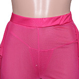 Bikini Cover Up Mesh Ruffle Pants 3 Piece Swimsuit SH-390349