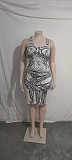 Abstract Print Sleeveless Bodycon Plus Size Dresses TB-5497