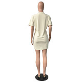 Loose O Neck Short Sleeve Basic T Shirt Casual Dress HGL-1898