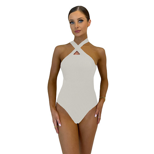 Casual Basic Sleeveless Bodycon Summer Bodysuit YIY-5347