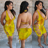 Hollow Out Halter Backless Bandage Bodycon Rompers OWS-5202