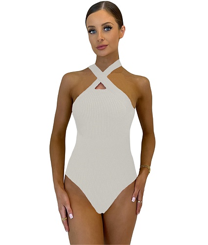 Casual Basic Sleeveless Bodycon Summer Bodysuit YIY-5347