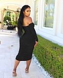 Off Shoulder Long Sleeve Ruched Bodycon Dresses BLX-61010