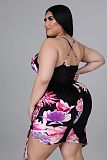 Floral Print Drawstring Ruched Plus Size Dresses XMY-9363