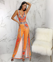 African Clothes V Neck Sleeveless Ethnic Style Jumpsuit ME-115