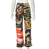 High Waist Straight Pockets Camouflage Pants MXXB-22PT354