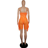 Hollow Out Bodysuit+Mesh Ruffle Shorts 2 Piece Sets MIL-210