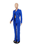 Office Lady Blazer Solid Jacket 3 Piece Pants Set ZAND-31229
