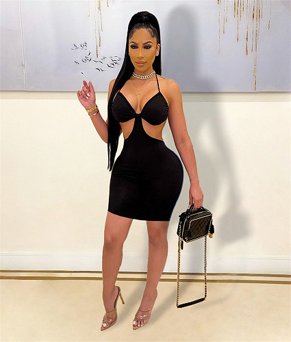 Backless Cut Out Spaghetti Strap Bodycon Sexy Dress SHE-7255