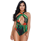 Hollow Thong Bodysuit and Cardigan Sexy Swimsuit Set ME-059
