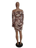 Sexy Off Shoulder Flare Sleeve Ruched Bodycon Dresses AIBL-1001