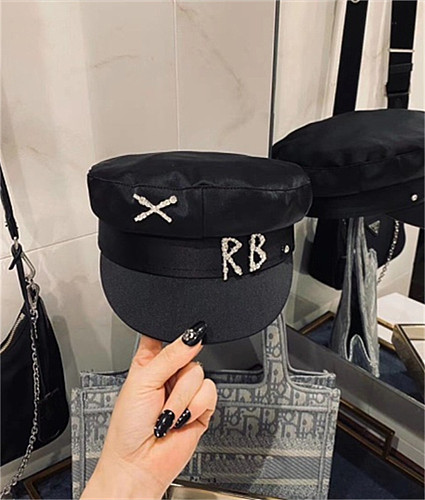 RB Rhinestone Peaked Cap Navy Cap