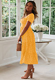 Floral Print Puff Sleeve Square Collar Sweet Dresses RS-935