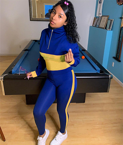 Color Matching Pullover Top Leggings Sweatsuits LM-8340