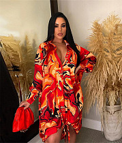 Full Sleeve Single Breasted Drawstring Shirt Dress CHENGX-293