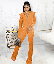 Ruffles Long Sleeve Pullover Hoodies Flare Pants Outfits MTY-6701