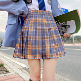 XS Y2k A-line Plaid High Waist Pleated Skirt RS-4600
