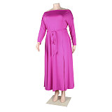 Off Shoulder Long Sleeve Slit Plus Size Dresses NY-10246