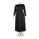 Off Shoulder Long Sleeve Slit Plus Size Dresses NY-10246