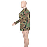 Loose Casual Camouflage Print Large Pocket Lapel Coat SH-390420