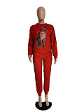 Leopard Print Long Sleeve T Shirt Jogger Pants Set AIBL-1002